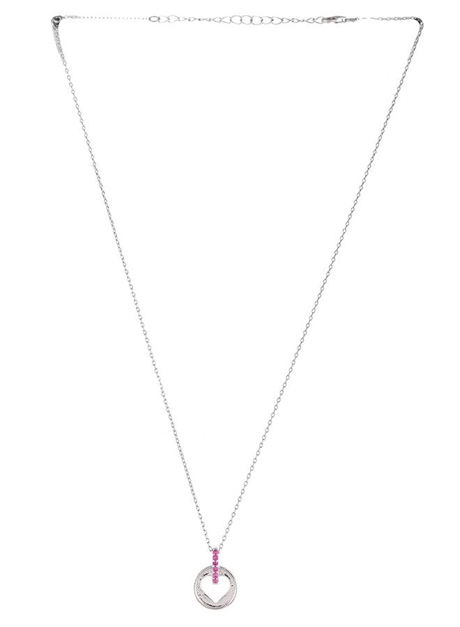 Valentine'S Day Collection Pink Cz Heart Silver Pendant : 8905124492293
