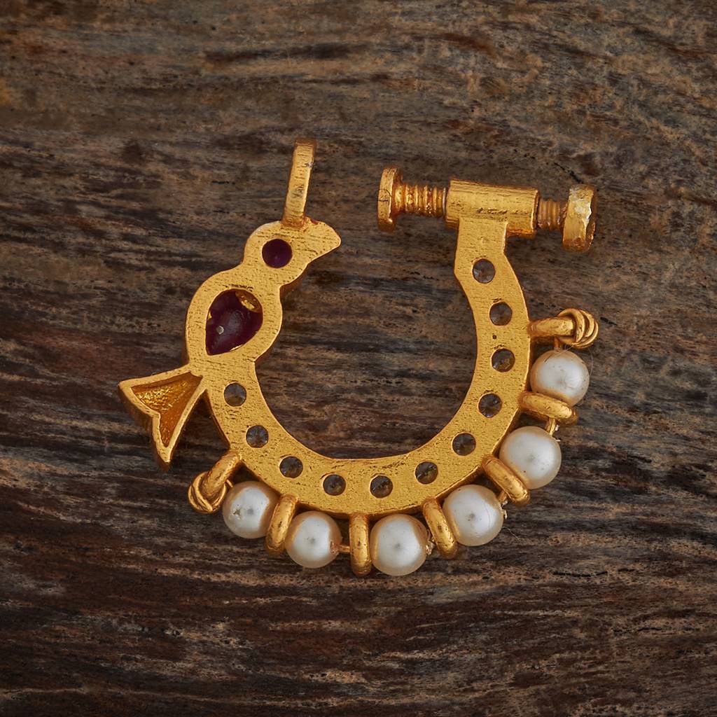 Kushal'S Fashion Jewellery Plated Ethnic Temple Silver Nosepin-150867 : 416816
