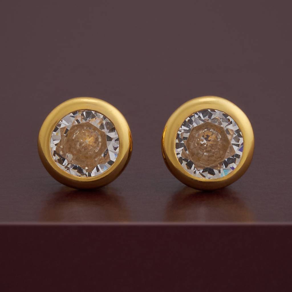 Kushal'S Fashion Jewellery White Gold-Plated Zircon 92.5 Sterling Silver Studs-183249 : 437826