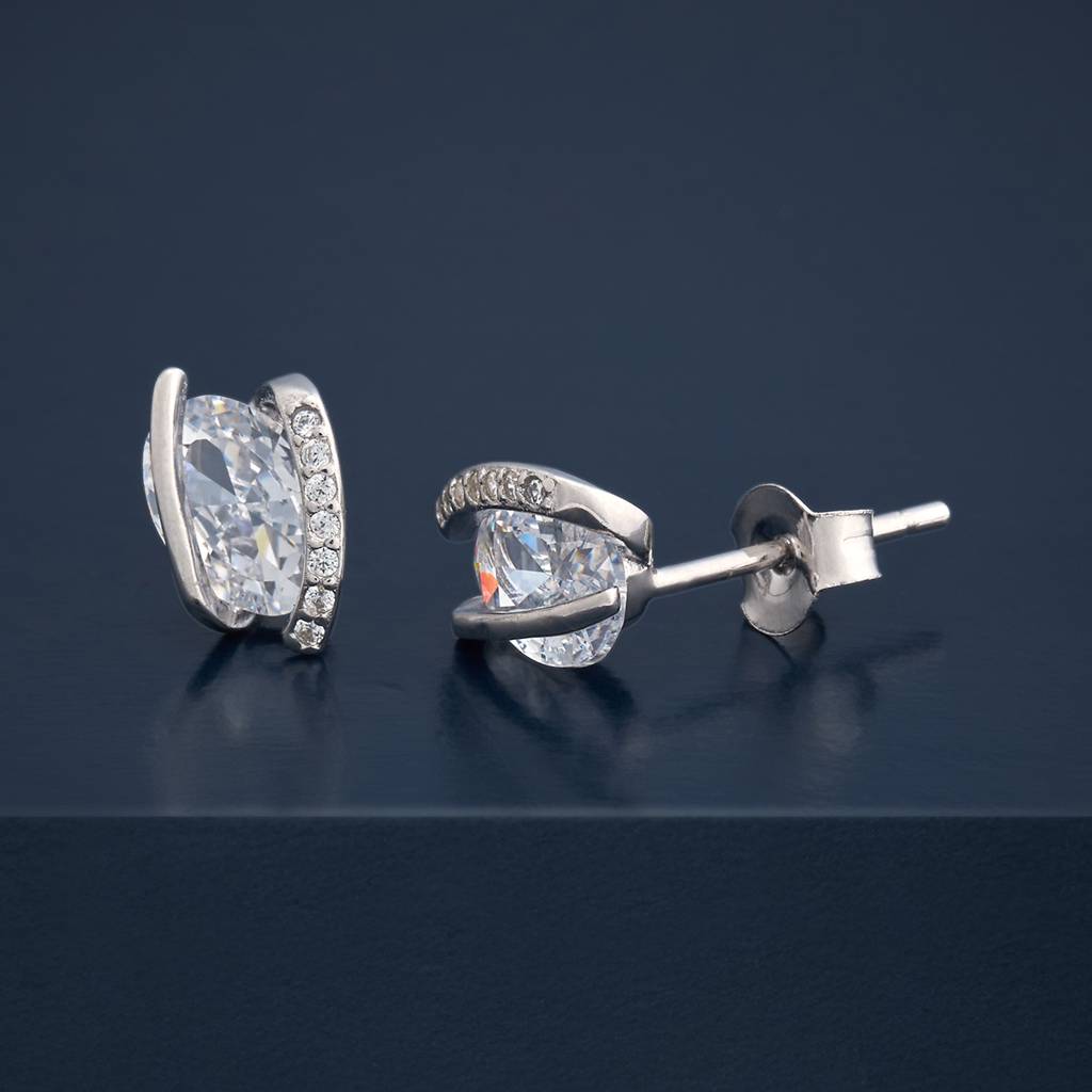 Kushal'S Fashion Jewellery Plated Zircon 92.5 Sterling Silver Studs-183135 : 437427