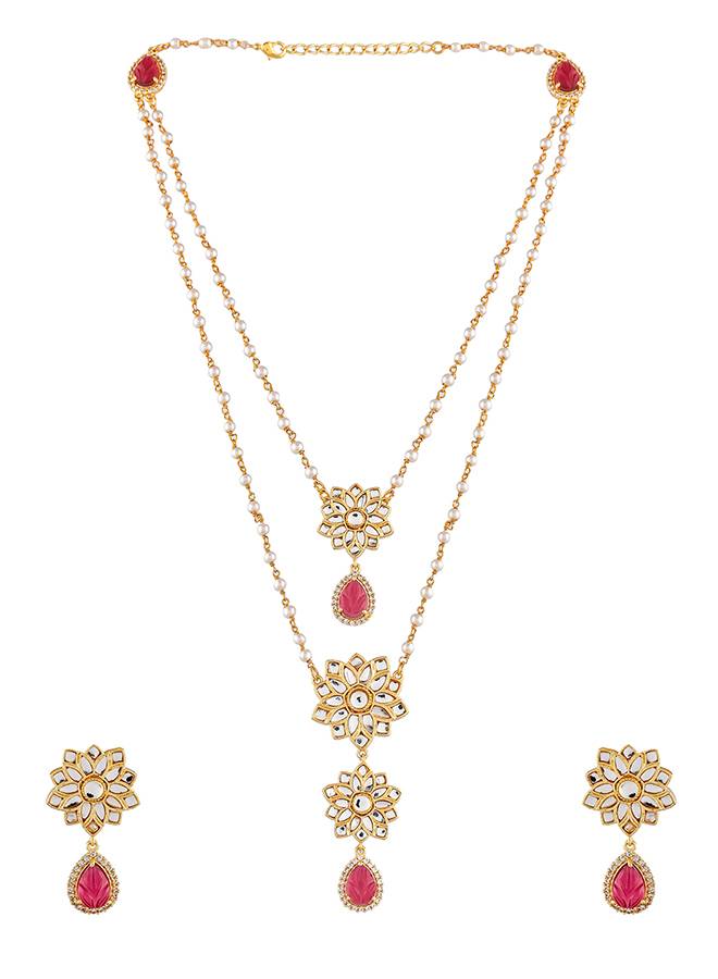 Heer Jasmaira Layered Pendant Necklace Set : 8905124515961