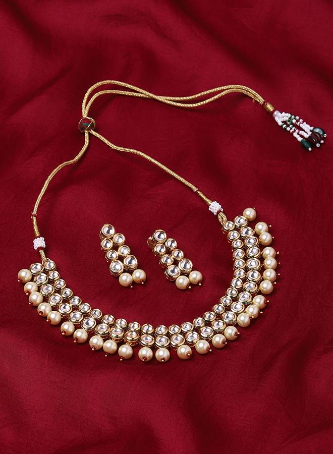 Kundan Gold Plated Necklace Set-Krbom20073 : 8905124437898
