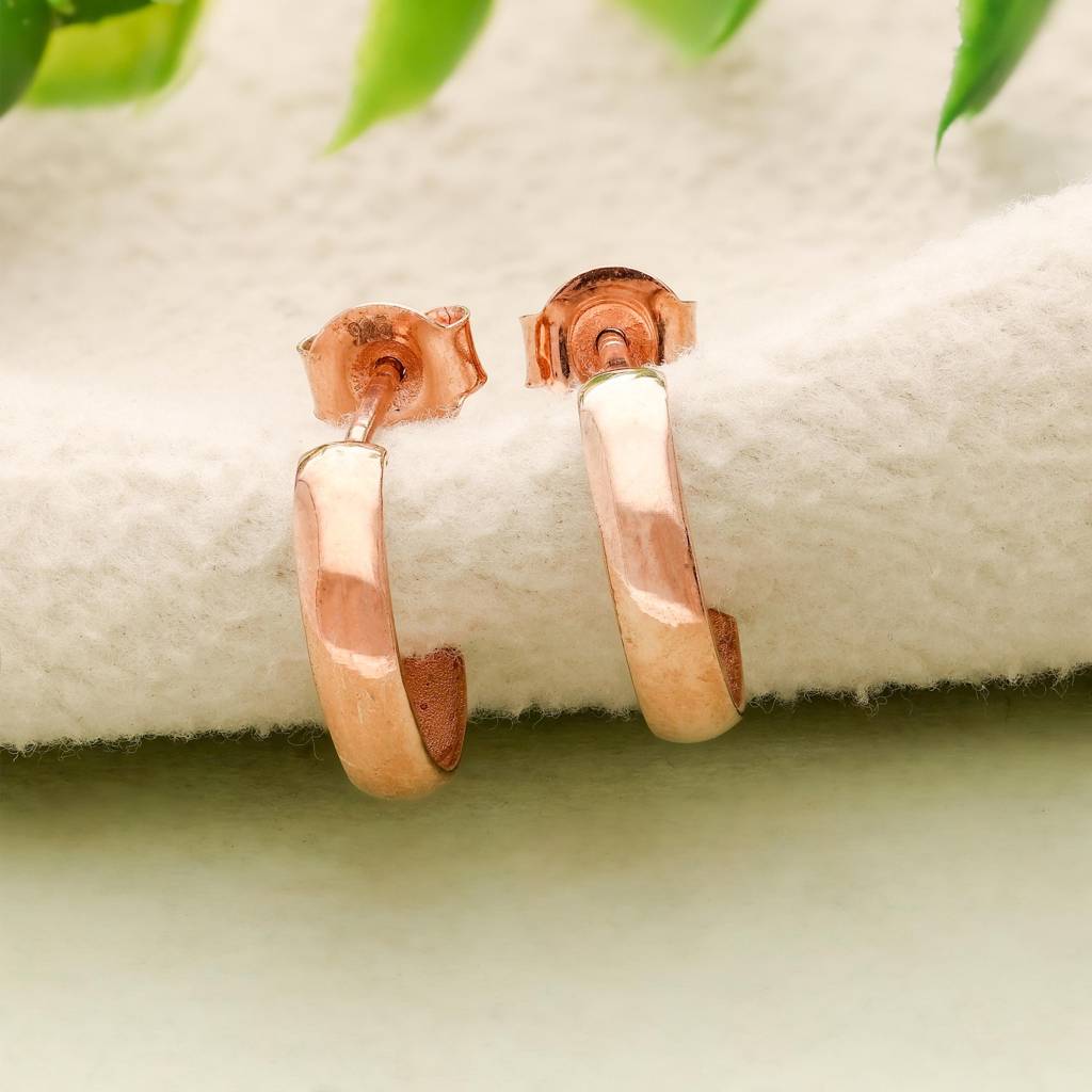 Dainty 925 Silver Gold Finish Mini Half Hoop Earrings : SE_000953