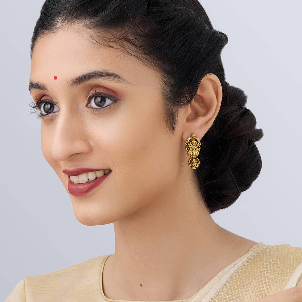 Kushal'S Fashion Jewellery White Gold-Plated Ethnic Antique  Drop Earrings -162076 : 396688