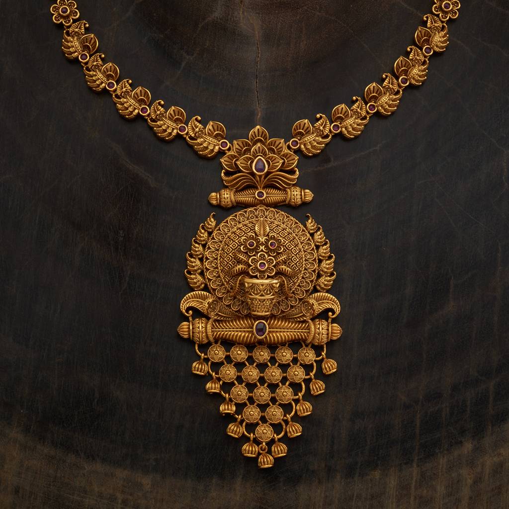 Kushal'S Fashion Jewellery Ruby Gold-Plated Ethnic Antique Jewellery Set-177014 : 424321