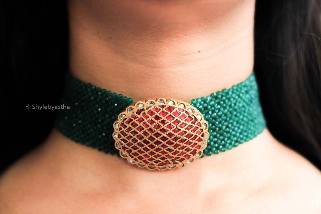 Tattva Kundan Emerald Choker Set : SE909-2