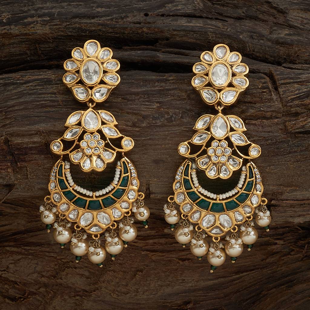 Kushal'S Fashion Jewellery Victorian-Plated Ethnic Kundan Drop Earrings-164026 : 409800