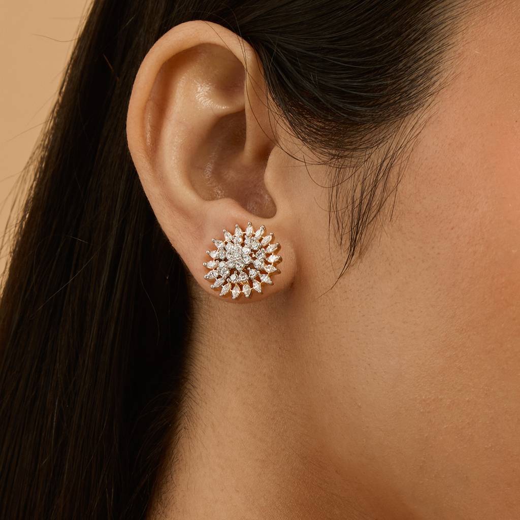 Kushal'S Fashion Jewellery  Rhodium-Plated Party Zircon Studs-178468 : 427392