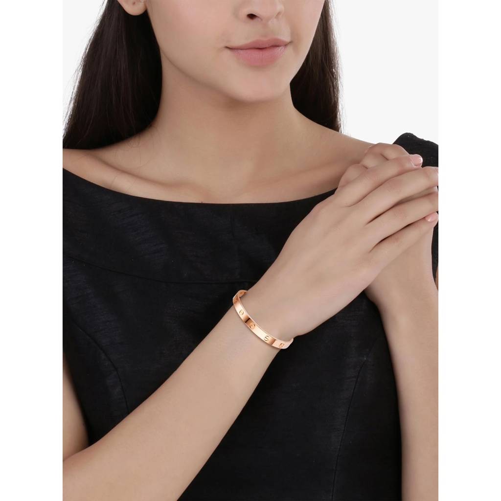 Rose Gold Plated 316L Stainless Steel Kada Bracelet For Men And Women : PX9B96