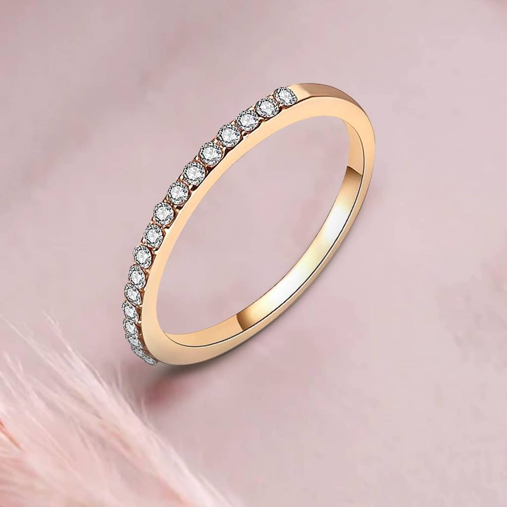 American Diamond Studded Gold Plated Finger Ring Fashion Wear Stylish Jewellery Gift For Girls & Women (Px8R129G-7) : PX8R129G-7