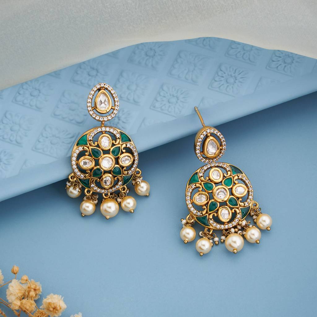 Ethnic Kundan Drops-184818 : 441257