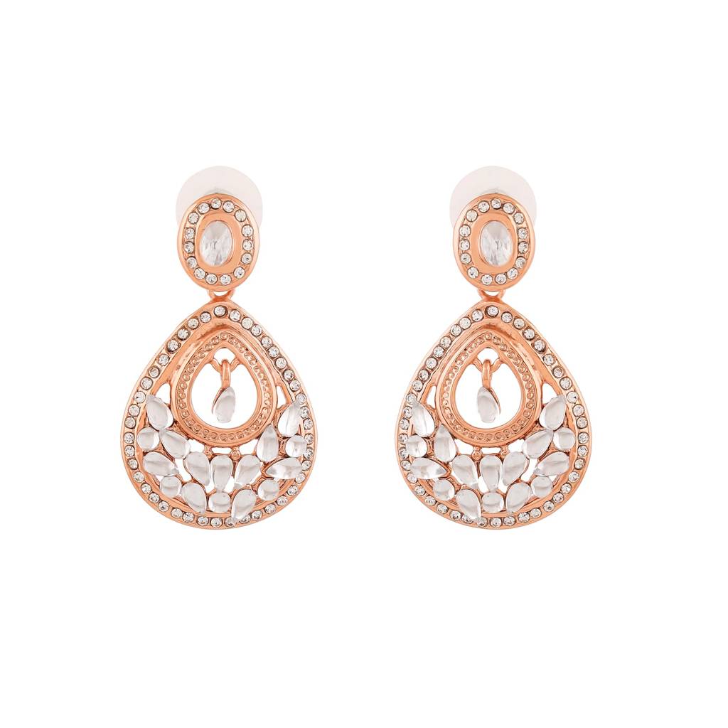Estele Rosegold Plated Beautiful Drop Designer Earrings For Women : 626707-RGER