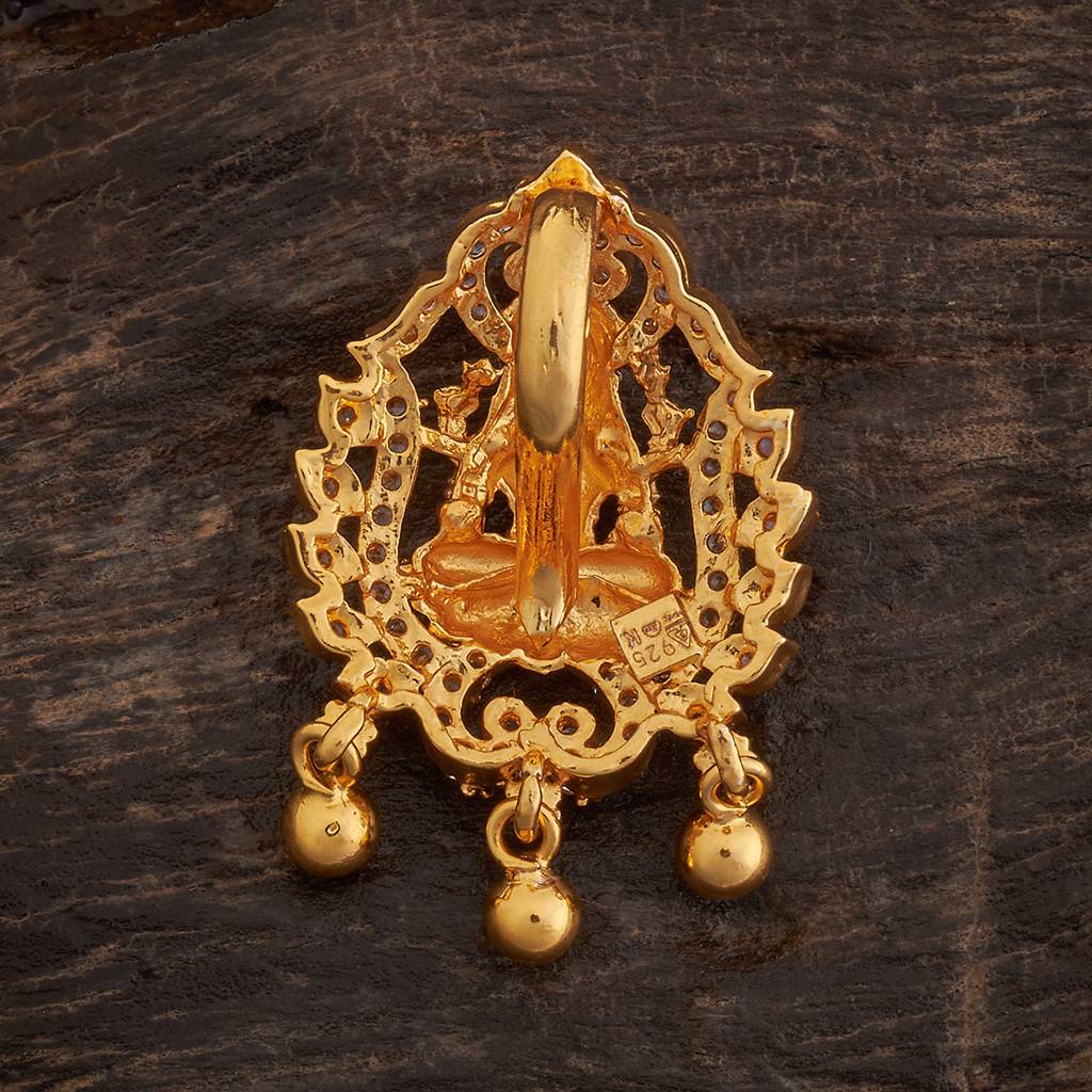 Kushal'S Fashion Jewellery White Oxidised Gold-Plated Ethnic 92.5 Pure Silver Temple Pendants-174096 : 417818
