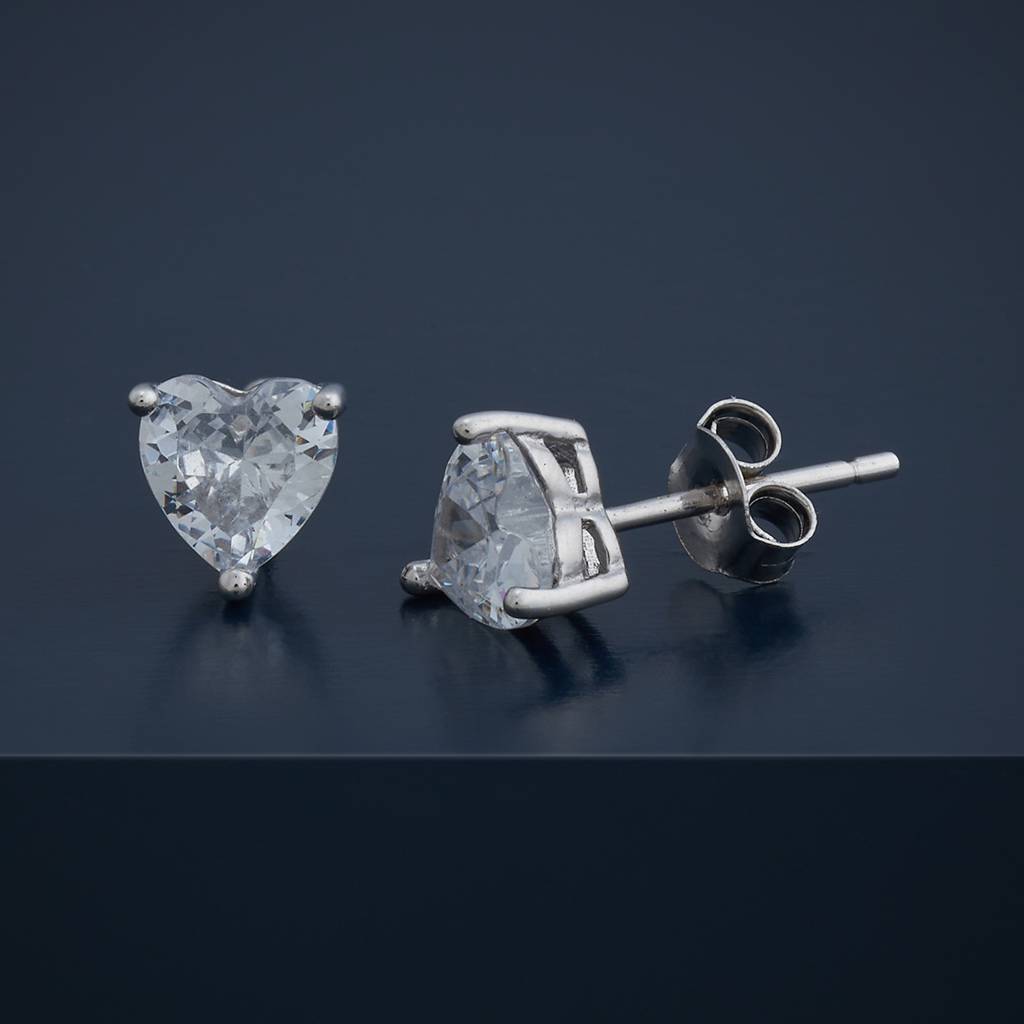 Kushal'S Fashion Jewellery White Gold-Plated Zircon 92.5 Sterling Silver Studs-183202 : 437818