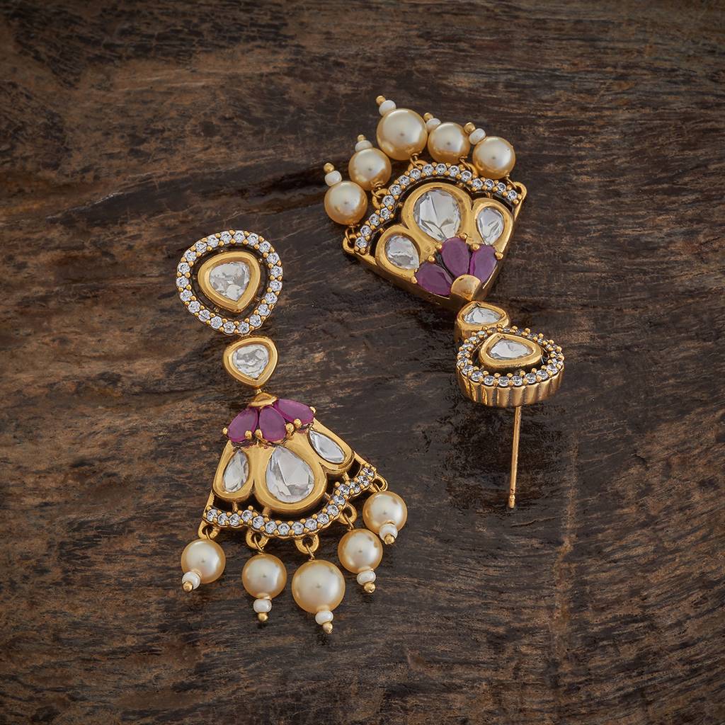 Ruby Plated Ethnic Kundan Drops-415256 : 415256