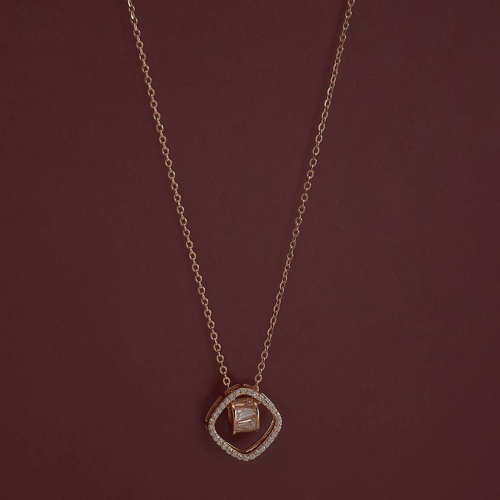 Kushal'S Fashion Jewellery White Rose Gold-Plated Zircon Party 92.5 Sterling Silver Pendant-183125 : 437339