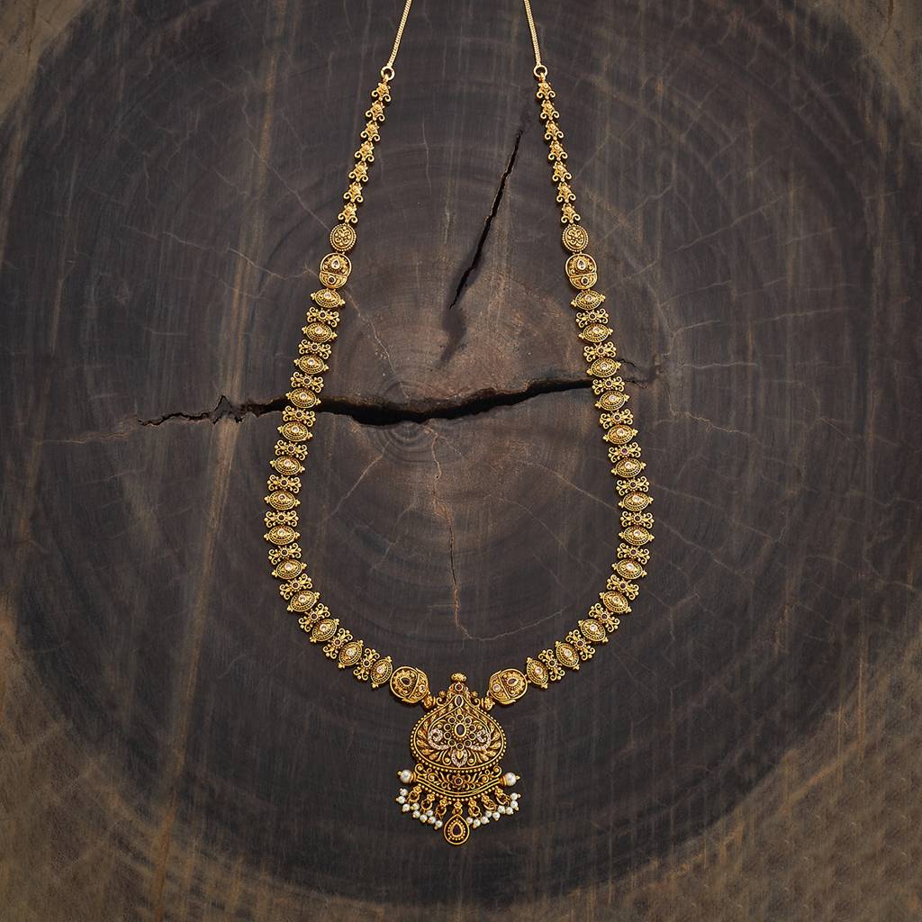 Kushal'S Fashion Jewellery Ruby Gold-Plated Ethnic Antique Necklace-182755 : 436296