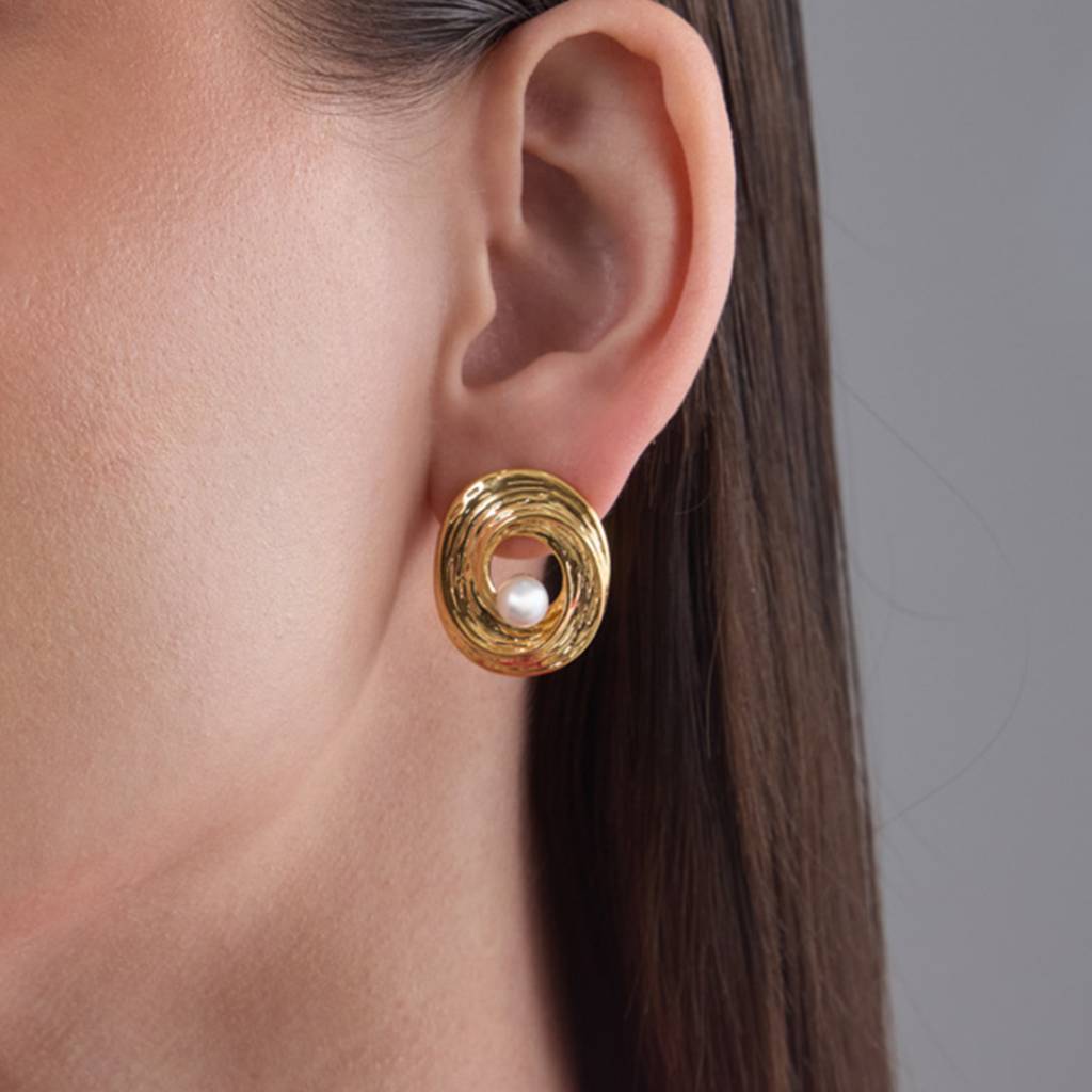 Kushal'S Fashion Jewellery Pearl Gold-Plated Party Zircon Studs Earring-185884 : 443329