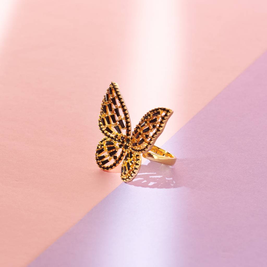 Serene Butterfly Bliss Ring : RS12838-G-BLK