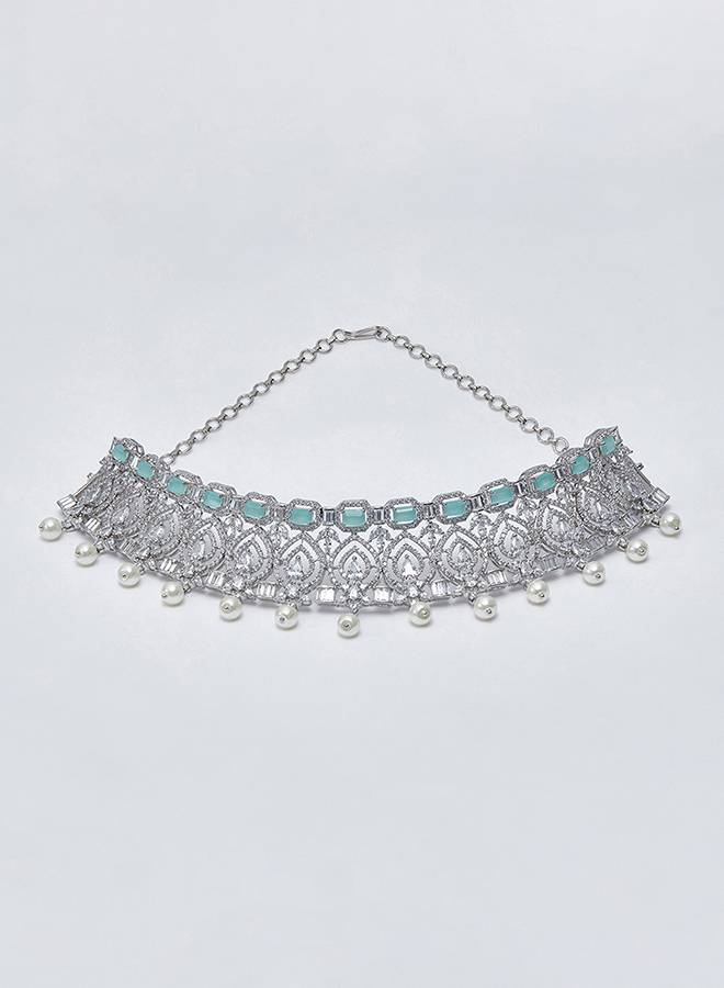 Cz Elegance Pearls And Gems Necklace Set : 8905124459227