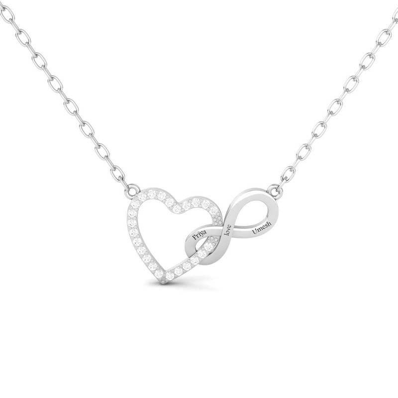 Customized Moissanite Heart & Infinity Necklace : TGDP-203-Y