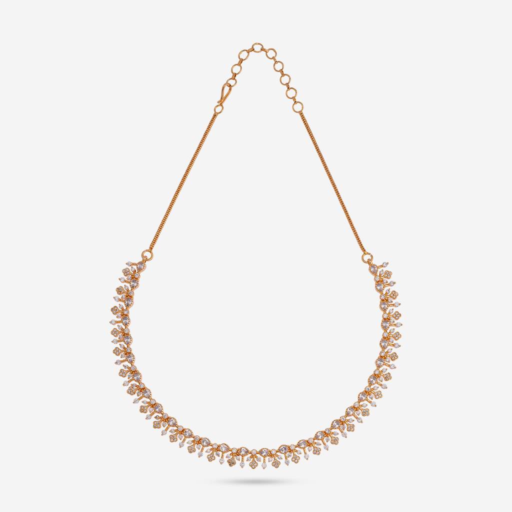 White Gold-Plated Party Zircon Necklace Set-442579 : 442579