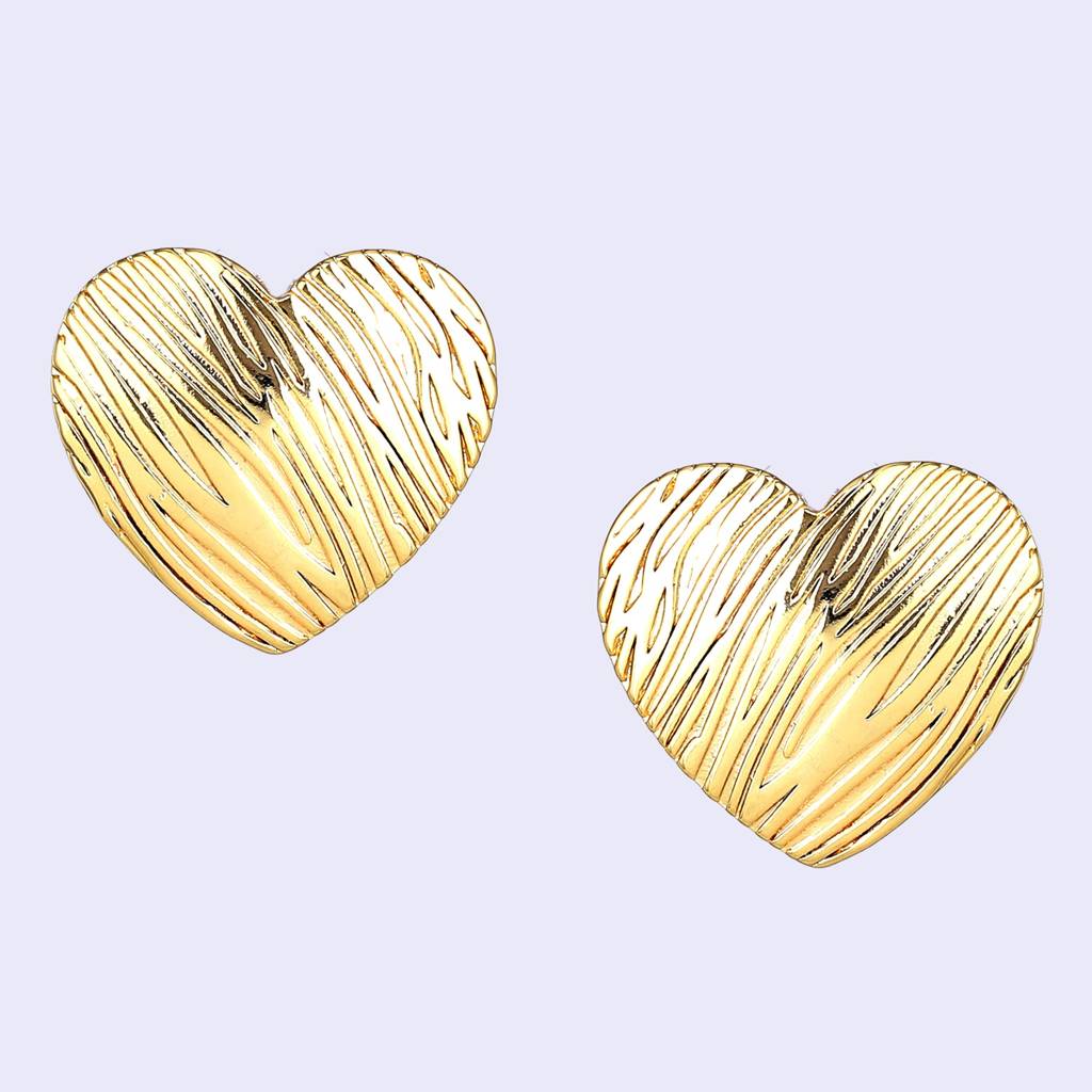 Estele Gold Plated Heart Shaped Sophisticated Demifine Stud Earrings For Girls And Women : 803705-YLER