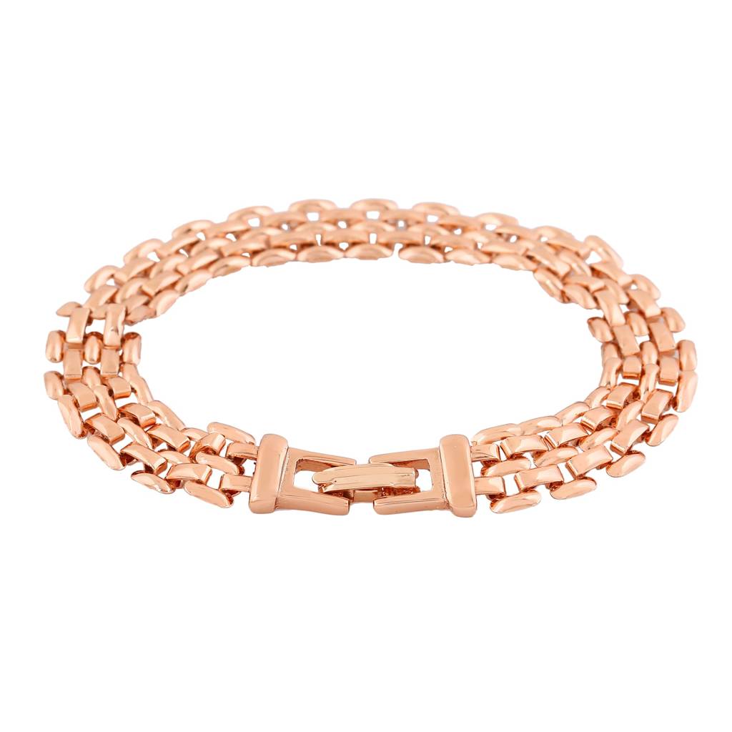 Estele Rosegold Plated Slender Brick Link Bracelet For Girls And Women : 215-RGBR
