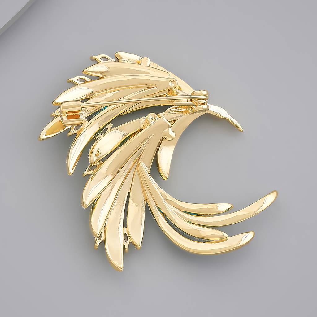 Kushal'S Fashion Jewellery Brown Gold-Plated Party Zircon Trendy Brooch-170912 : 413983