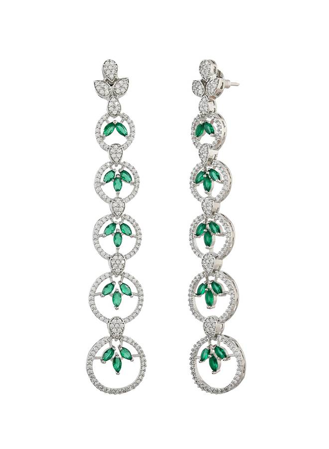 Sparkling Elegance Eternal Grace Emerald American Diamond Dangler Earrings : 8905124528404
