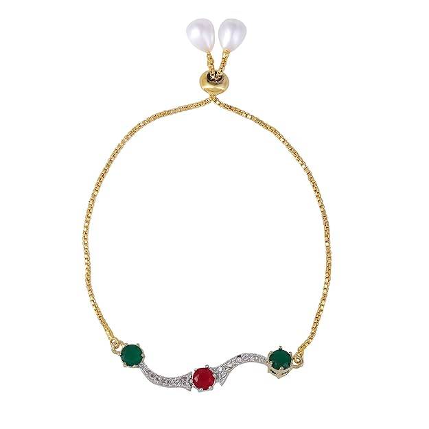 n Jewelry Combo Of Choker Necklace Set For Women: Gold & Rhodium Plated Timeless Elegance Green & R : OSAKCOM007-2TNGNRBNKERBRFN