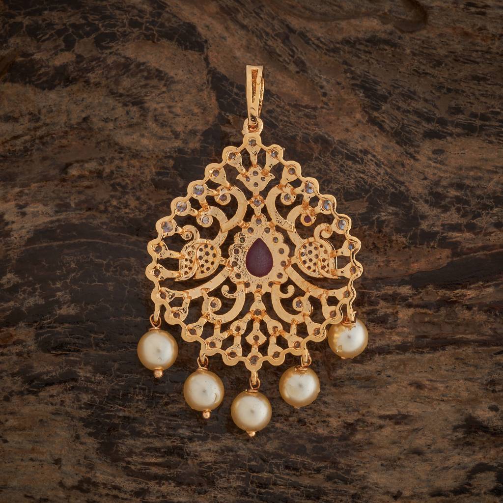 Kushal'S Fashion Jewellery Ruby Gold-Plated Party Zircon Pendant Set-434960 : 434960
