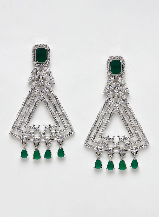 Cz Elegance Cocktail Danglers Statement Drop Earrings : 8905124459746
