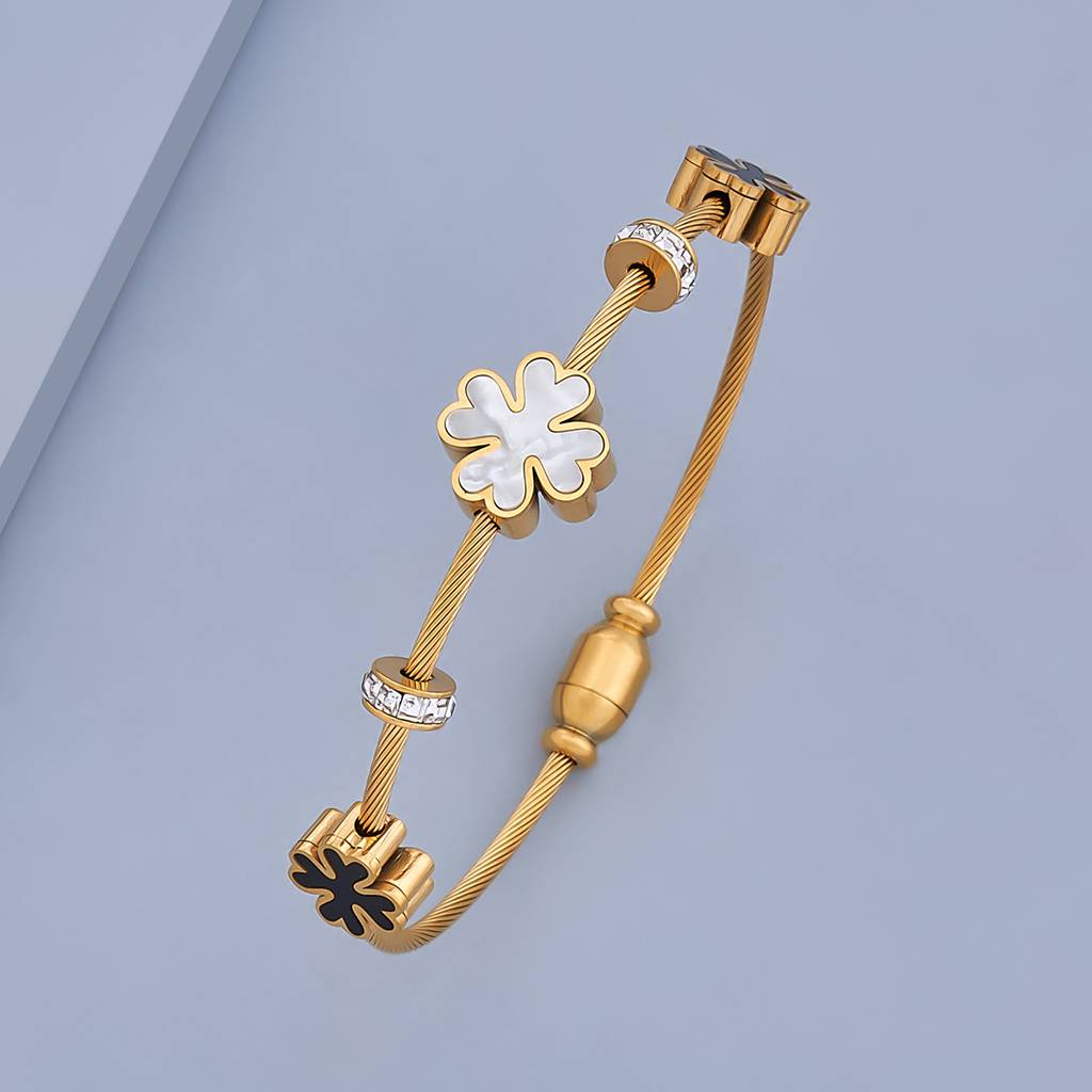Kushal'S Fashion Jewellery White Rose Gold-Plated Party Trendy Kada-168684 : 438675