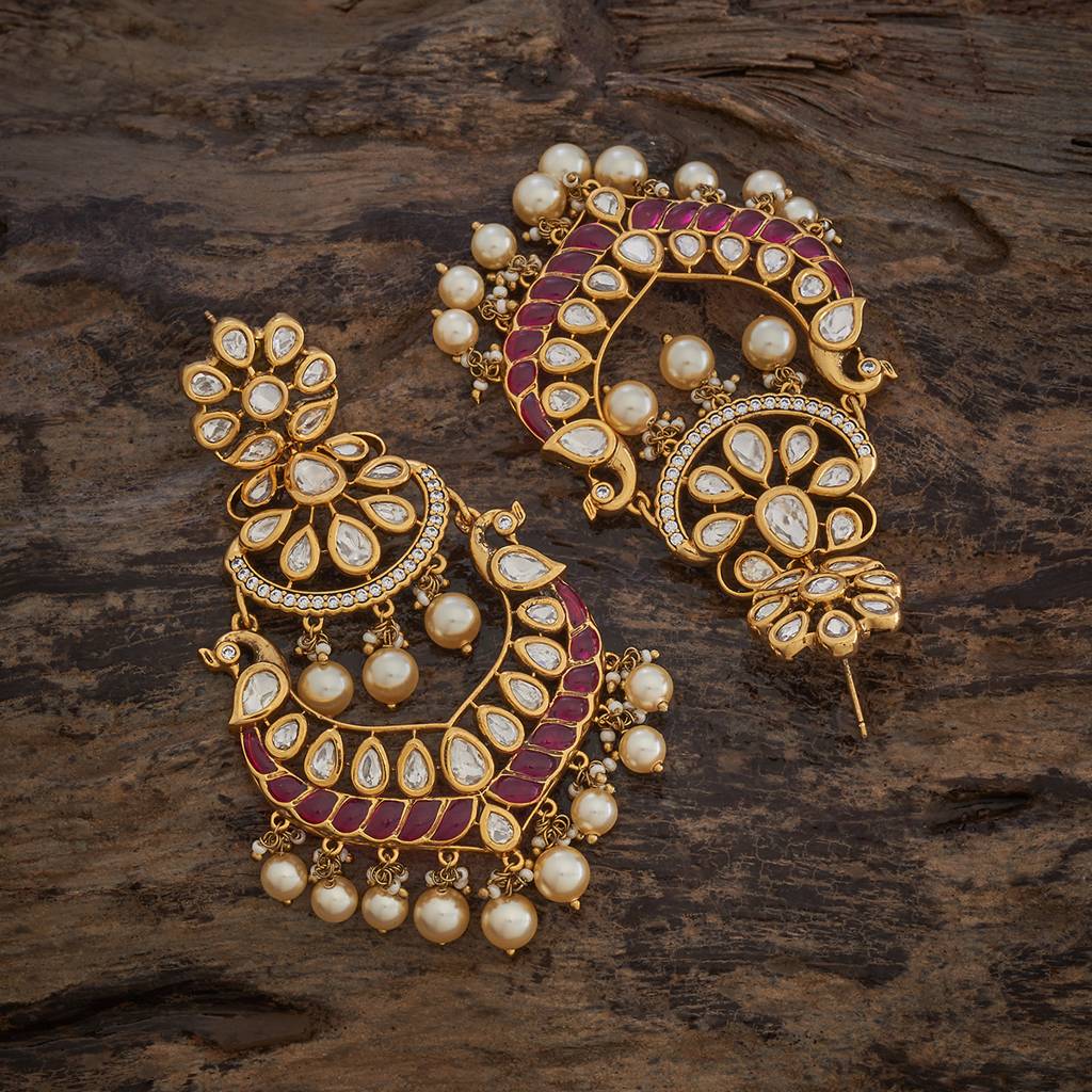 Ruby Plated Ethnic Kundan Drops-435450 : 435450
