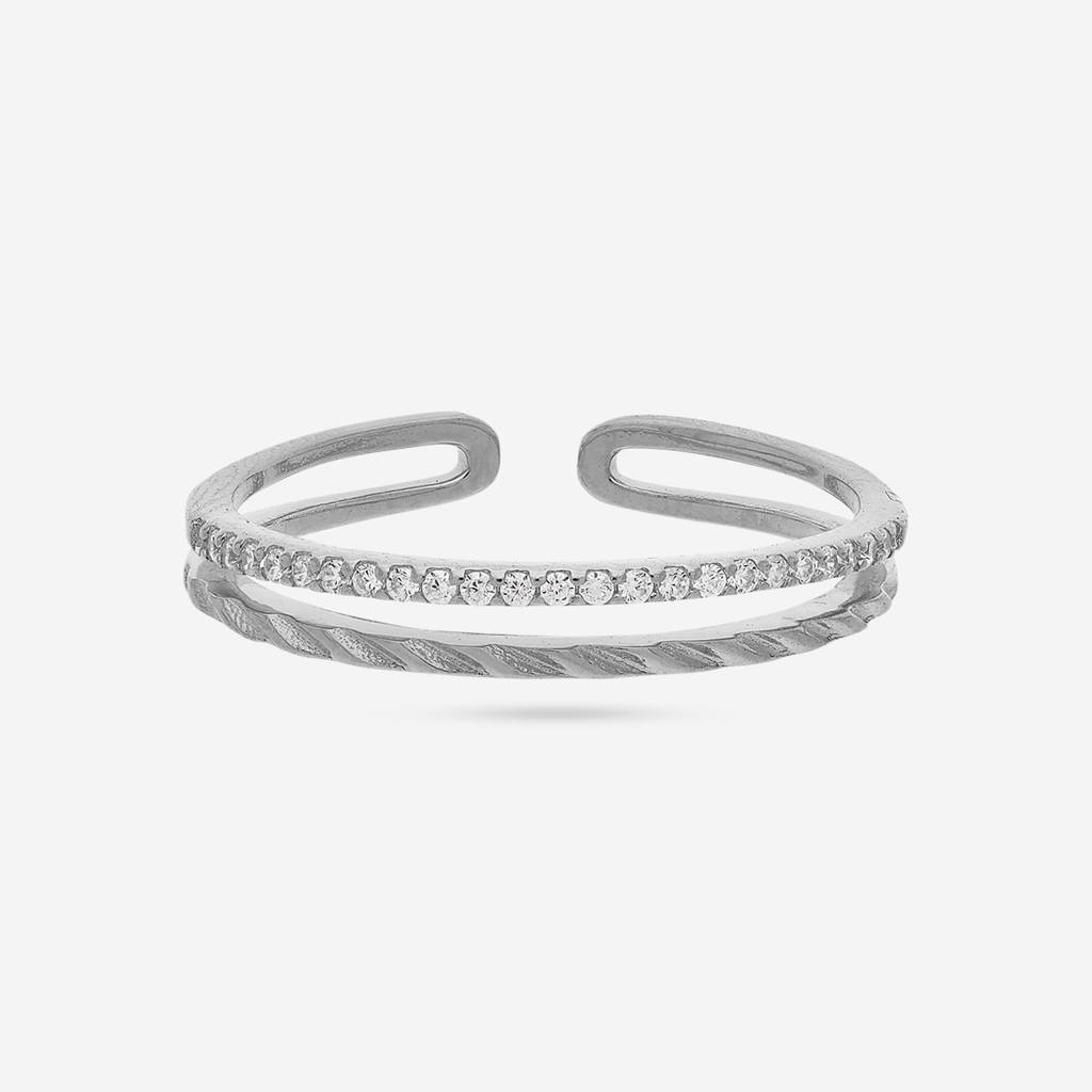 Rhodium-Plated Party 92.5 Sterling Silver Finger Ring -458301 : 458301