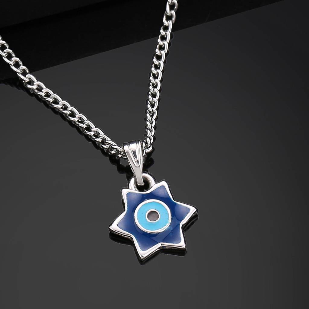 Estele Rhodium Plated Elegant Star Designer Evil Eye Charm Pendant With Chain For Girls/Women : 1015-IR-NBTQPENDANT