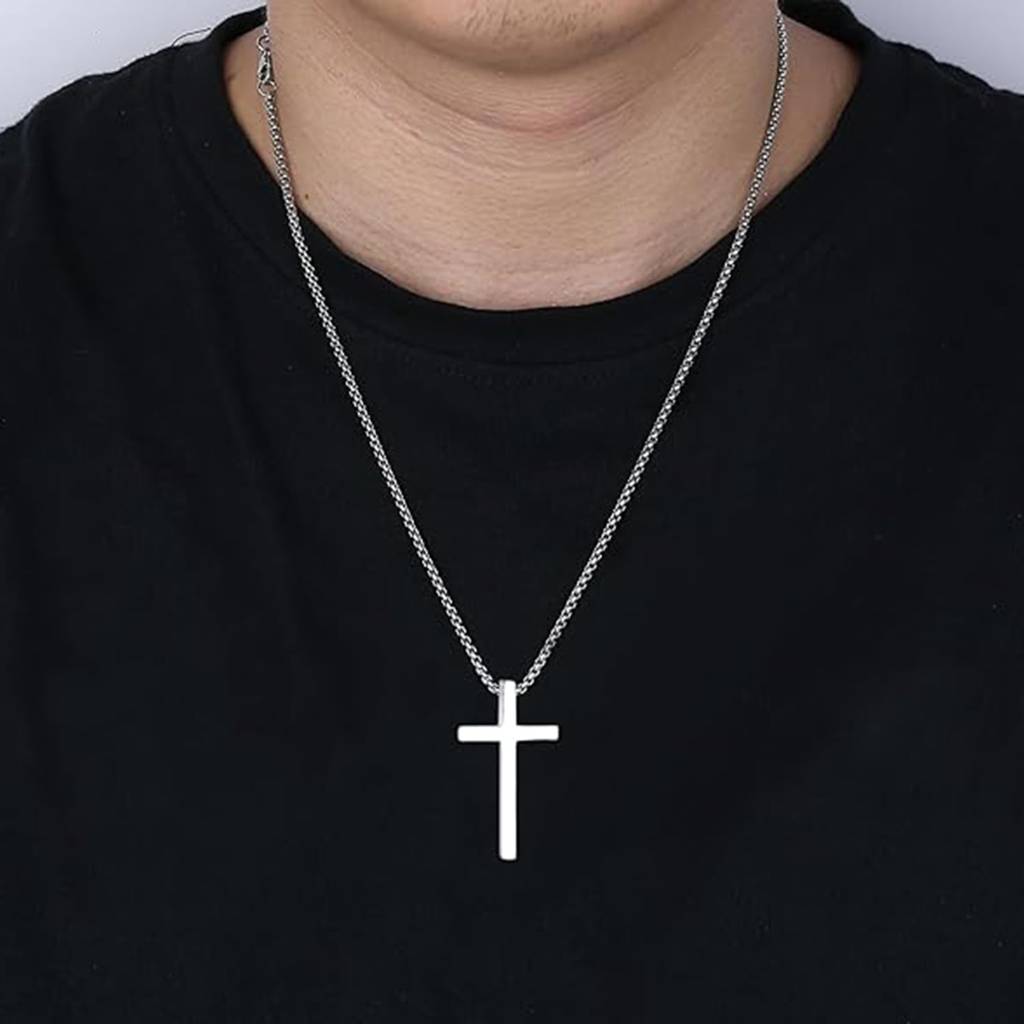 Silver Plated Fancy Cross Pendant With Box Chain Fashion Jewellery Gift For Men & Boys : PX5CH95