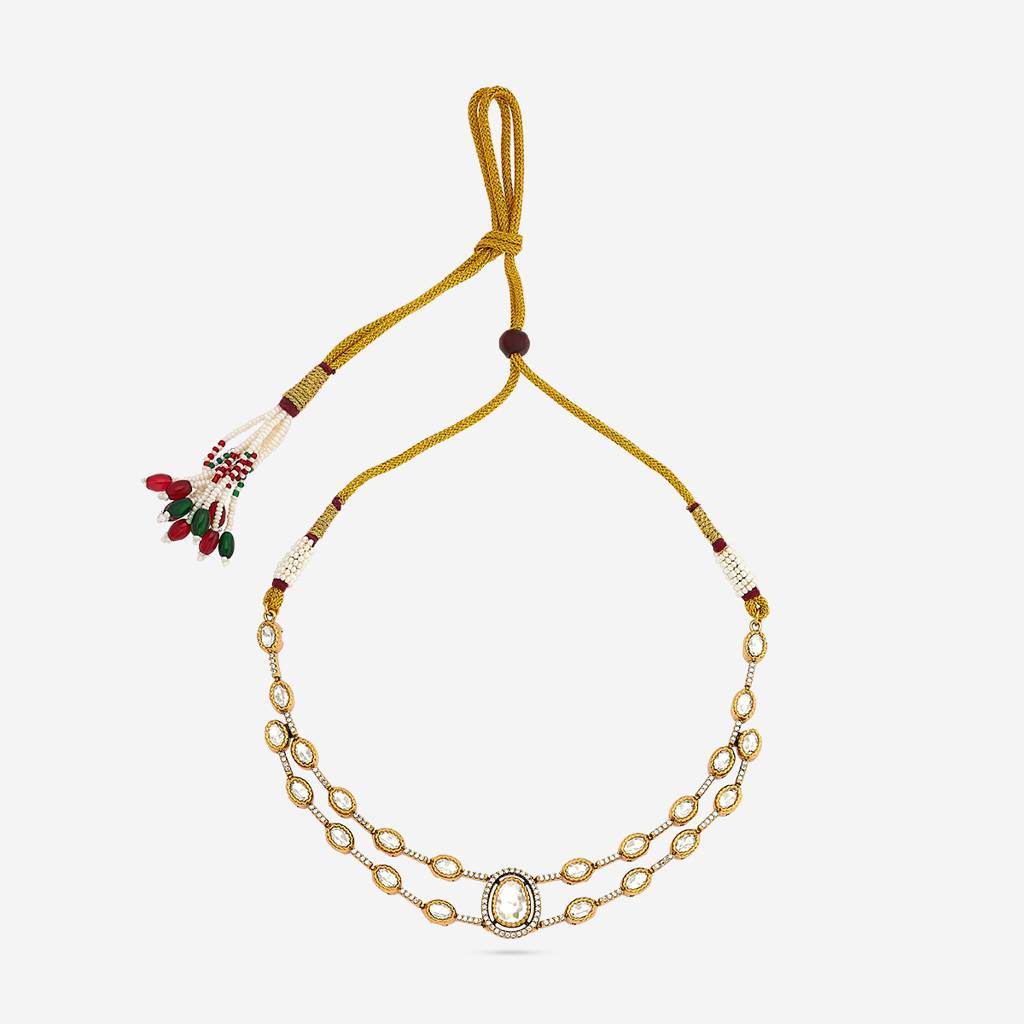 Kushal'S Fashion Jewellery White Victorian-Plated Ethnic Kundan Necklace And Earring Set  -187740 : 447181