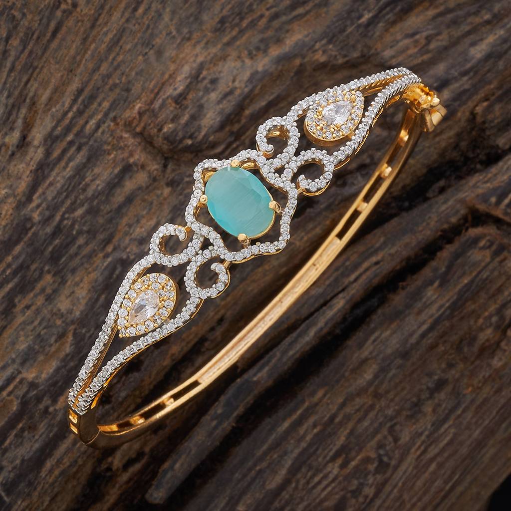 Kushal'S Fashion Jewellery Ruby Rhodium-Plated Zircon Studded Party Kada-177514 : 425611