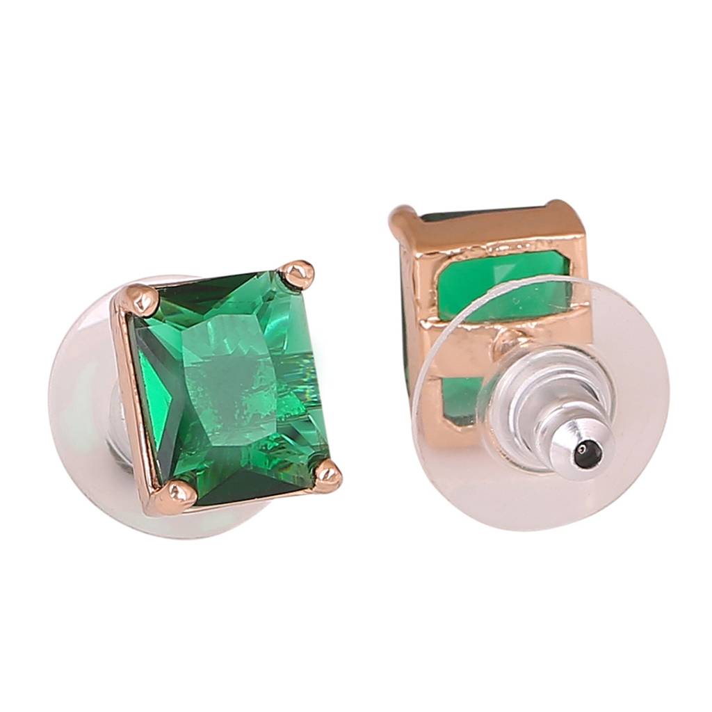 Estele Rose Gold Plated Cz Square Mangalsutra Necklace Set With Emerald Stone For Women. : ADMS039-RGGNNKER