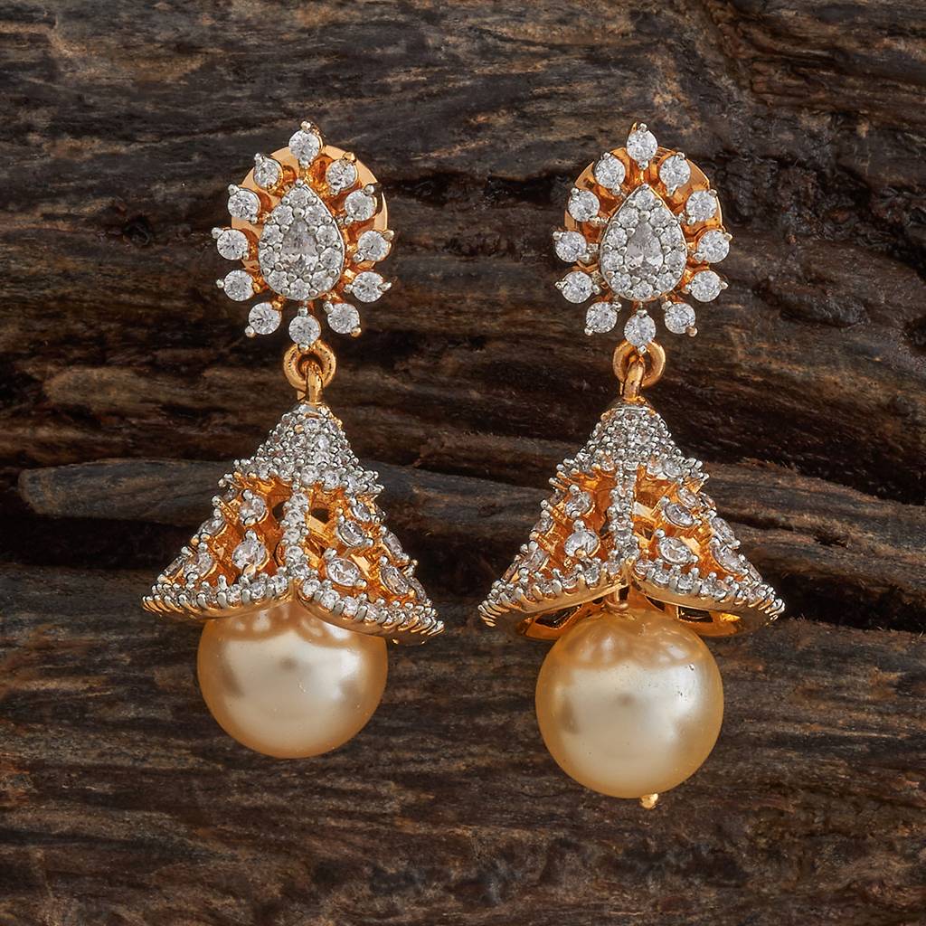 Kushal'S Fashion Jewellery White Rhodium-Plated Party Zircon Jhumkas-184447 : 440499