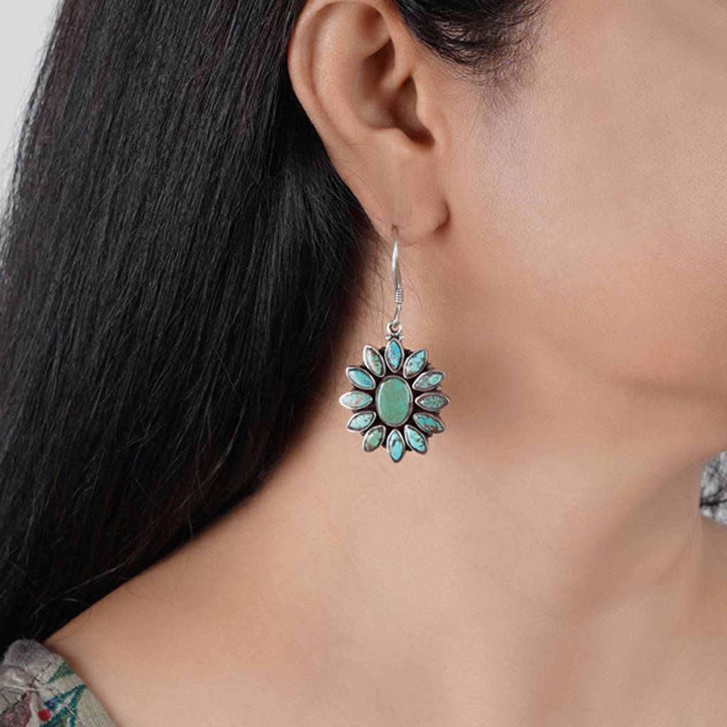Turquoise Flower Earrings : SSE756