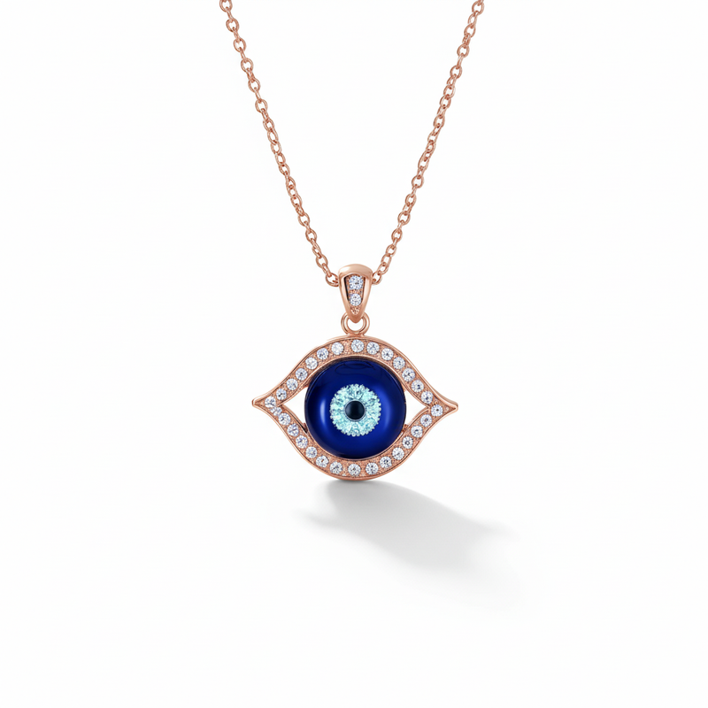 Eye Shaped Moissanite Evil Eye Necklace : TGDPE-4-Y