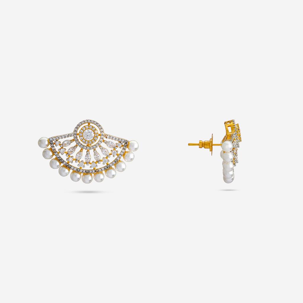 White Plated Party Zircon Studs-444990 : 444990