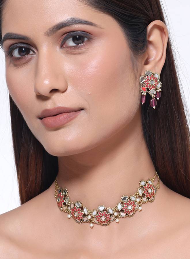 Thikri Jadau Style Necklace Set : 8905124079425