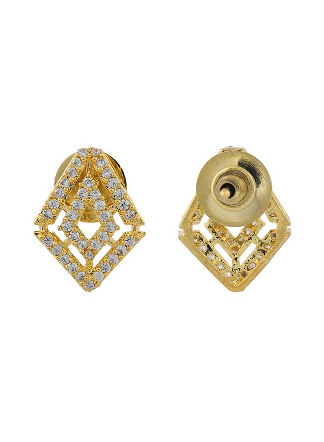 Sparkling Elegance Gleaming Gold-Plated American Diamond Studs Earrings : 8905124533286
