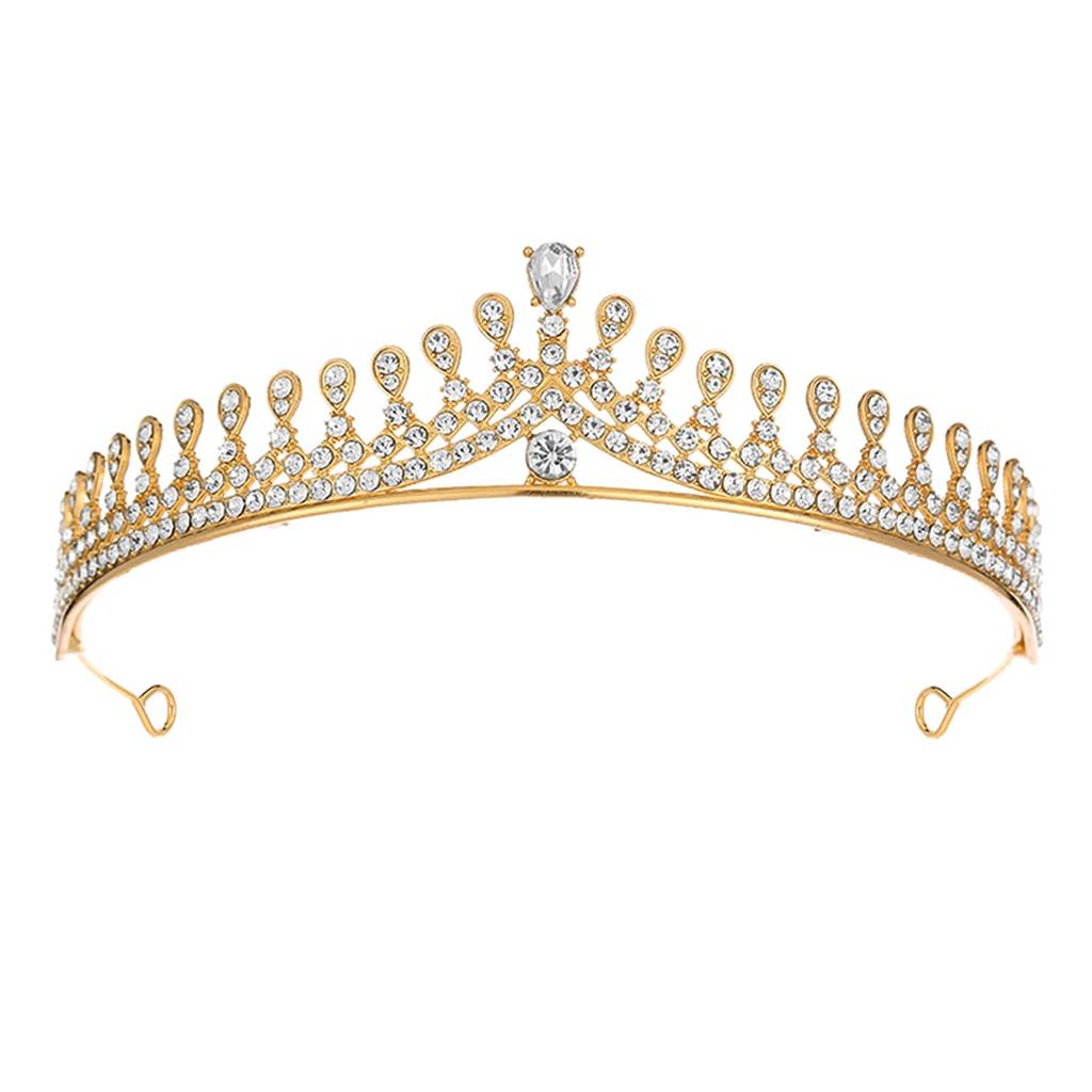 Cubic Zirconia Studded Princess Tiara Crown For Girls Women Birthday Gift Hair Accessories-Px9Cw06 : PX9CW06G