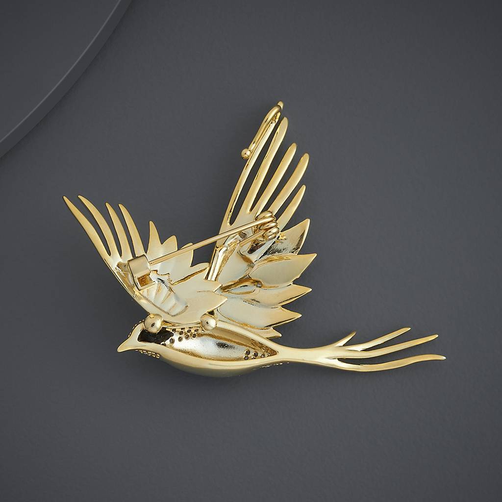 Kushal'S Fashion Jewellery Blue-Green Gold-Plated Party Trendy Zircon Saree Brooch -445172 : 445172