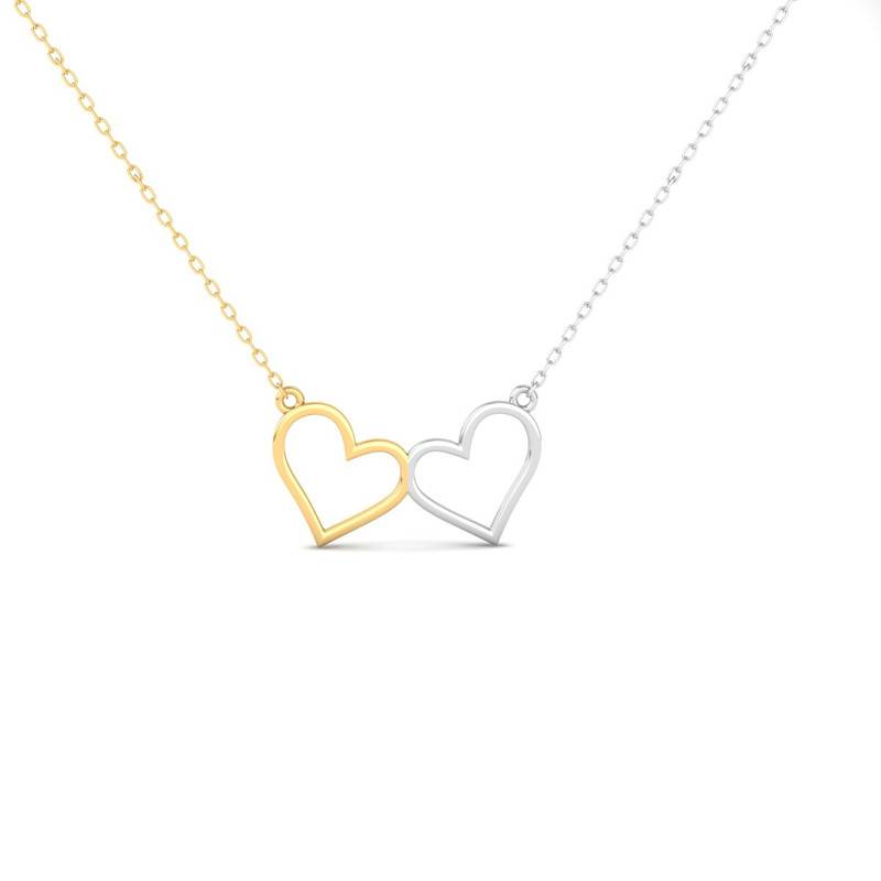 Interlocking Hearts Dainty Necklace : TGDP-288-Y